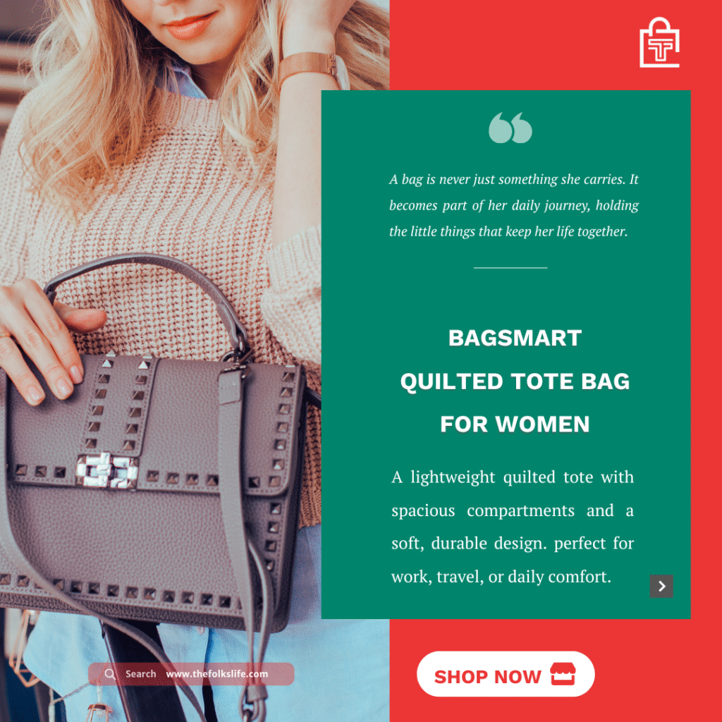 BAGSMART quilted tote bag for women, stylish birthday gift for her.